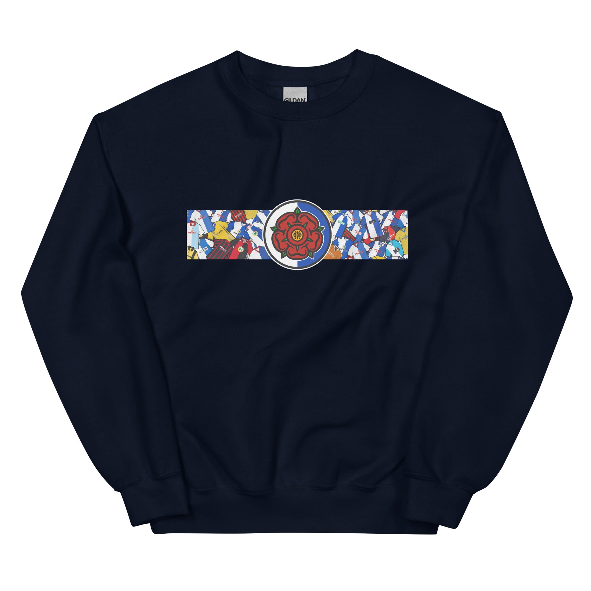 Blackburn Rovers FC-inspired retro football sweatshirt featuring a bold central Lancashire rose design. This unisex pullover blends vintage kit aesthetics with warm, everyday comfort—perfect for chilly match days, pub nights, or relaxed casual wear. The design pays homage to classic Rovers jerseys and proudly celebrates Blackburn’s rich football heritage and Lancashire roots. A perfect gift or wardrobe essential for dedicated fans who appreciate retro football culture and hometown pride