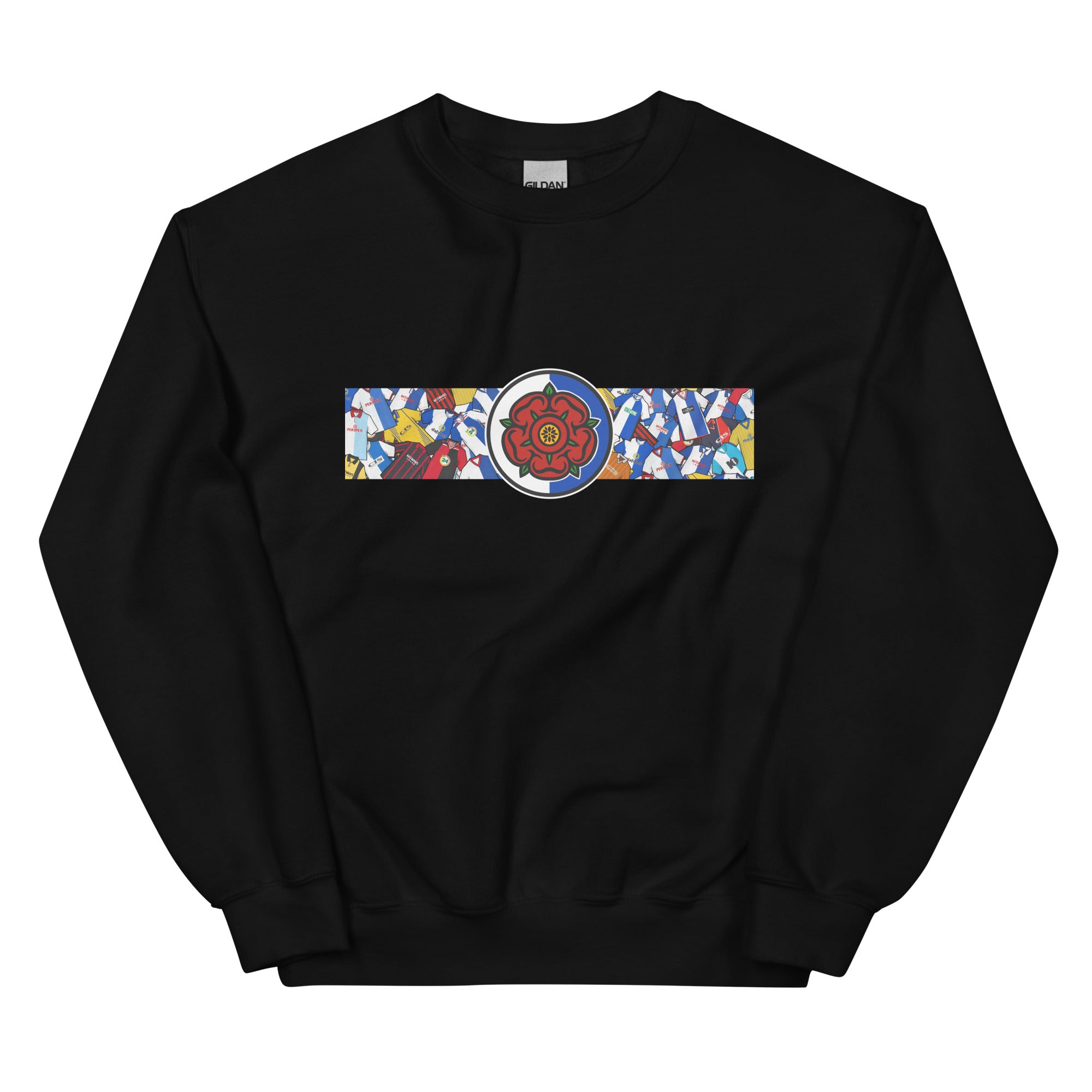 Blackburn Rovers FC-inspired retro football sweatshirt featuring a bold central Lancashire rose design. This unisex pullover blends vintage kit aesthetics with warm, everyday comfort—perfect for chilly match days, pub nights, or relaxed casual wear. The design pays homage to classic Rovers jerseys and proudly celebrates Blackburn’s rich football heritage and Lancashire roots. A perfect gift or wardrobe essential for dedicated fans who appreciate retro football culture and hometown pride