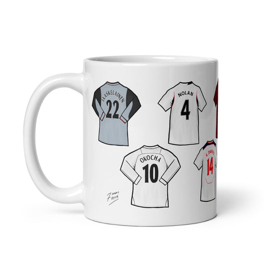 A mug inspired by the best players to play for Bolton. Legends of the Wanderers! Jay Jay Okocha, Kevin Nolan, Kevin Davies, Jussi Jaaskelainen