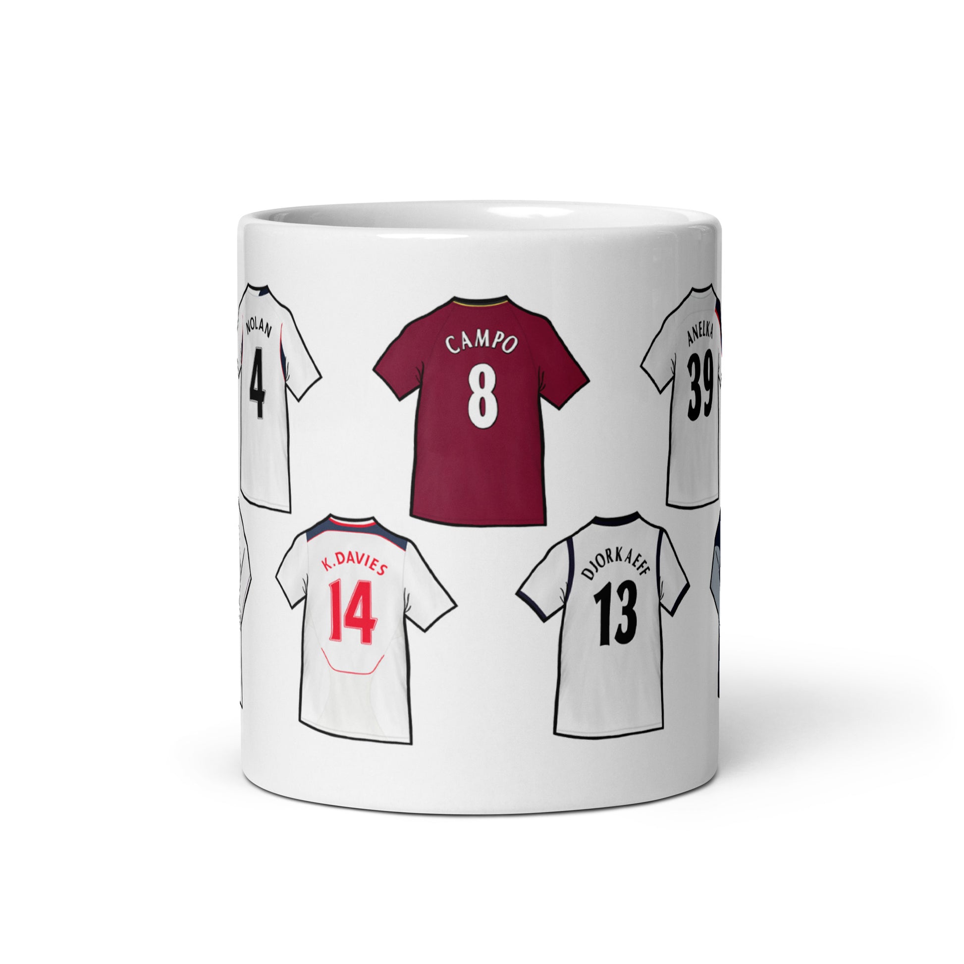 A mug inspired by the best players to play for Bolton. Legends of the Wanderers! Kevin Nolan, Ivan Campo, Kevin Davies, Youri Djorkaeff, Nicholas Anelka