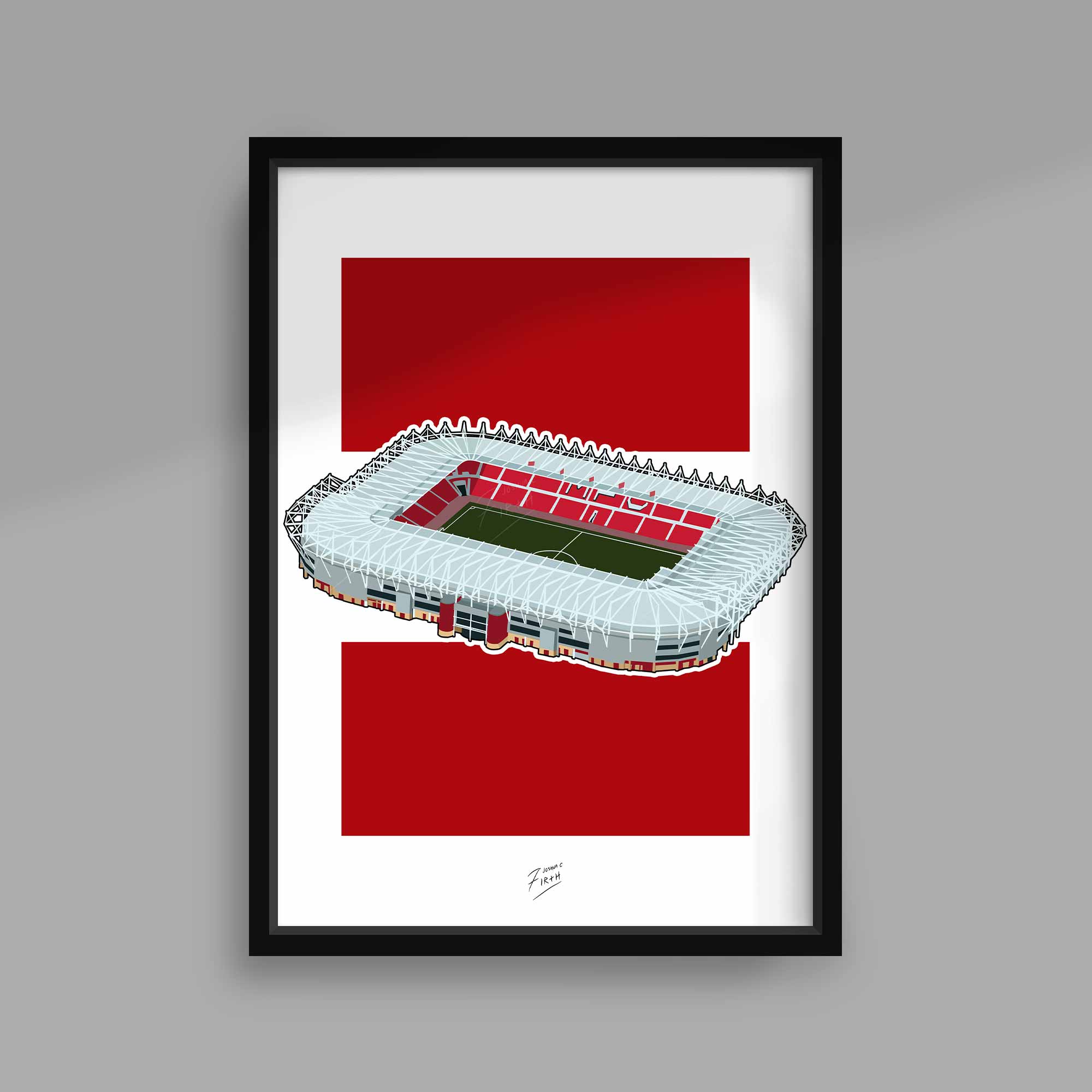 Football themed Middlesbrough Riverside Stadium artwork poster print. An iconic landmark of Teesside!