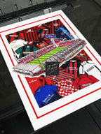 Bournemouth Kit Collage Retro Shirts & Stadium Football Print