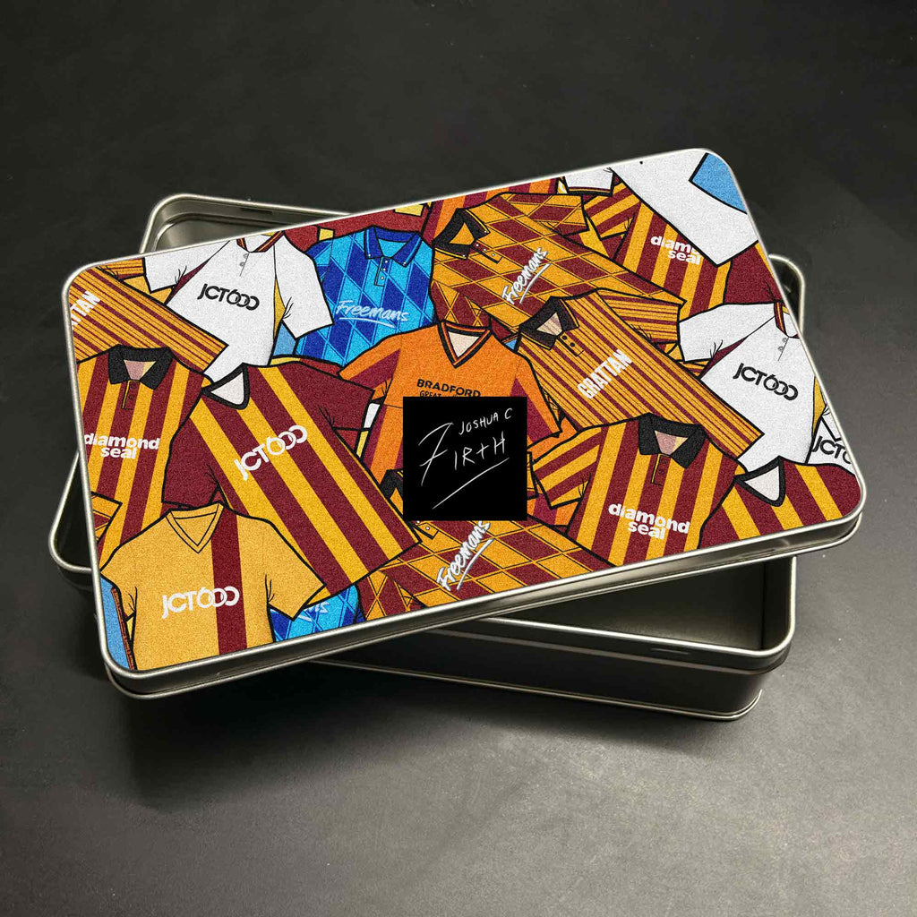 Bradford City Inspired Football Retro Shirts Metal Sweets / Biscuit Tin