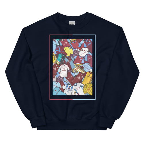 Burnley FC–inspired retro football sweatshirt featuring a bold central design styled like a collage of classic shirts. This unisex pullover combines vintage kit aesthetics with cosy, everyday comfort—ideal for chilly match days, pub nights, or laid-back casual wear. The design pays tribute to iconic Clarets jerseys and proudly celebrates Burnley’s proud footballing heritage. A perfect gift or wardrobe staple for fans who love retro football culture and hometown pride.