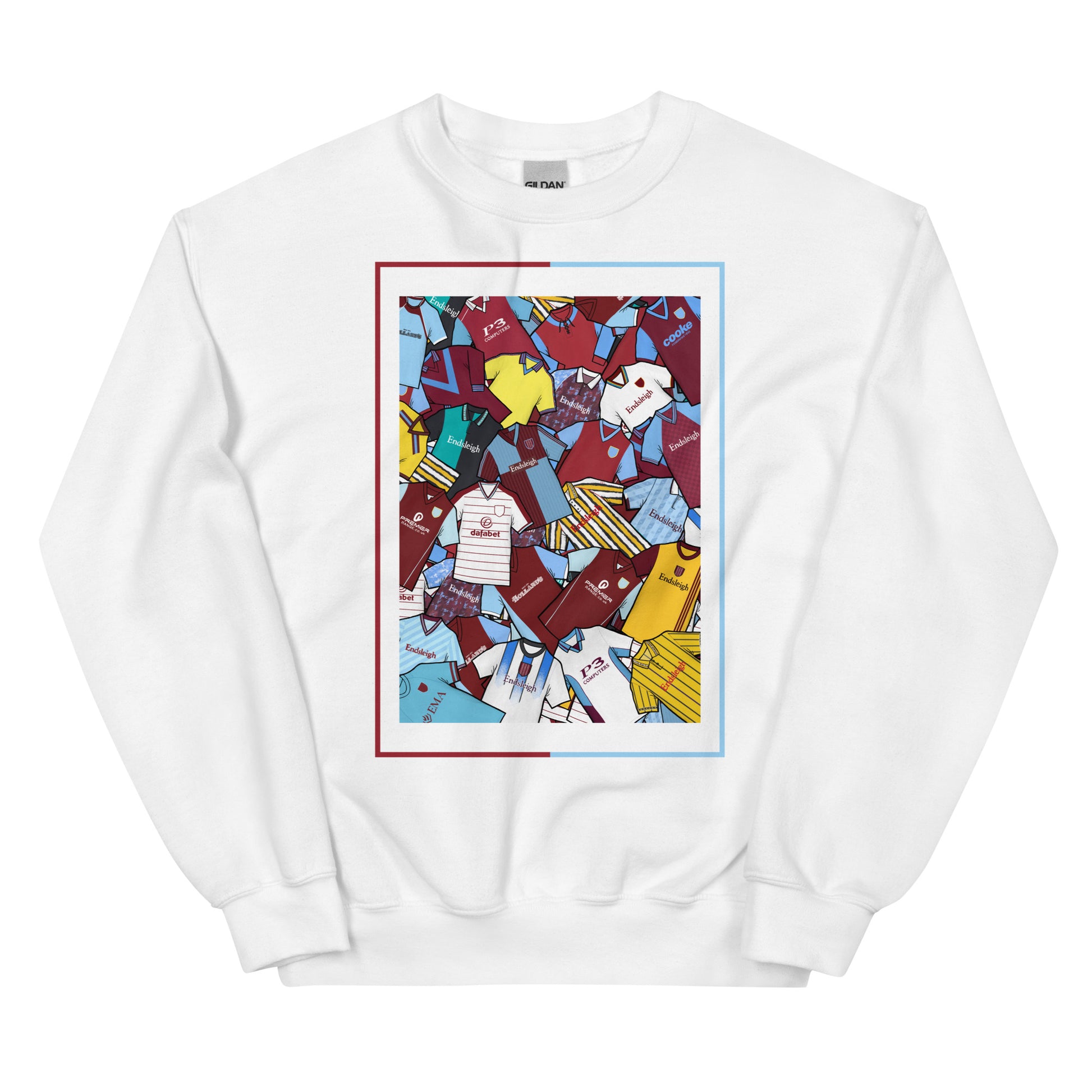 Burnley FC–inspired retro football sweatshirt featuring a bold central design styled like a collage of classic shirts. This unisex pullover combines vintage kit aesthetics with cosy, everyday comfort—ideal for chilly match days, pub nights, or laid-back casual wear. The design pays tribute to iconic Clarets jerseys and proudly celebrates Burnley’s proud footballing heritage. A perfect gift or wardrobe staple for fans who love retro football culture and hometown pride.