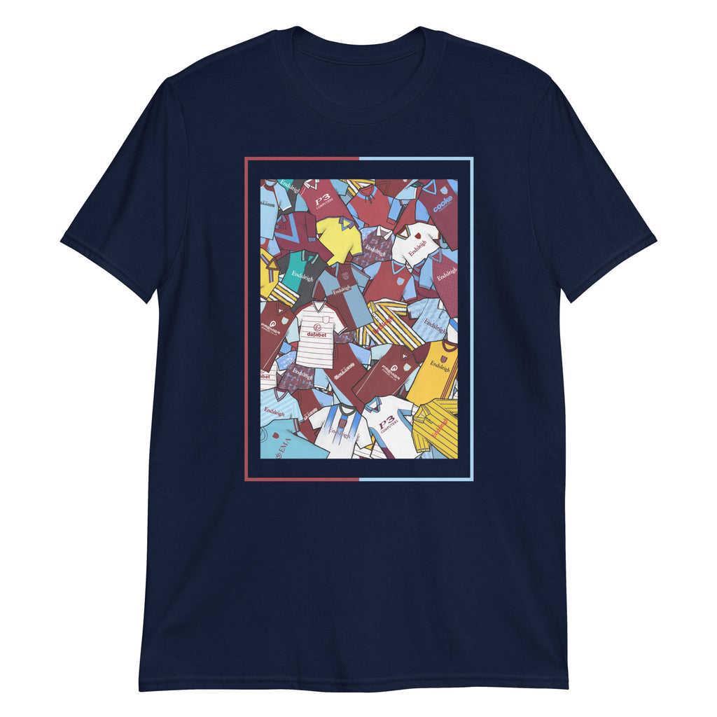 Burnley FC–inspired retro football t-shirt featuring a bold central design styled like a collage of classic shirts. This unisex tee blends vintage kit vibes with soft, everyday comfort—perfect for match days, summer socials, or casual wear year-round. The design celebrates iconic Clarets jerseys and Burnley’s proud football heritage. A great gift or go-to piece for fans who appreciate retro football culture and hometown pride.