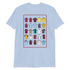 This T-shirt design draws inspiration from Burnley FC’s iconic football shirts, showcasing bold claret and blue elements with a modern twist. Featuring vintage jersey patterns and textured details, it pays tribute to the club’s proud heritage and lasting legacy. A perfect blend of classic football culture and fresh, contemporary style—made for true Clarets fans