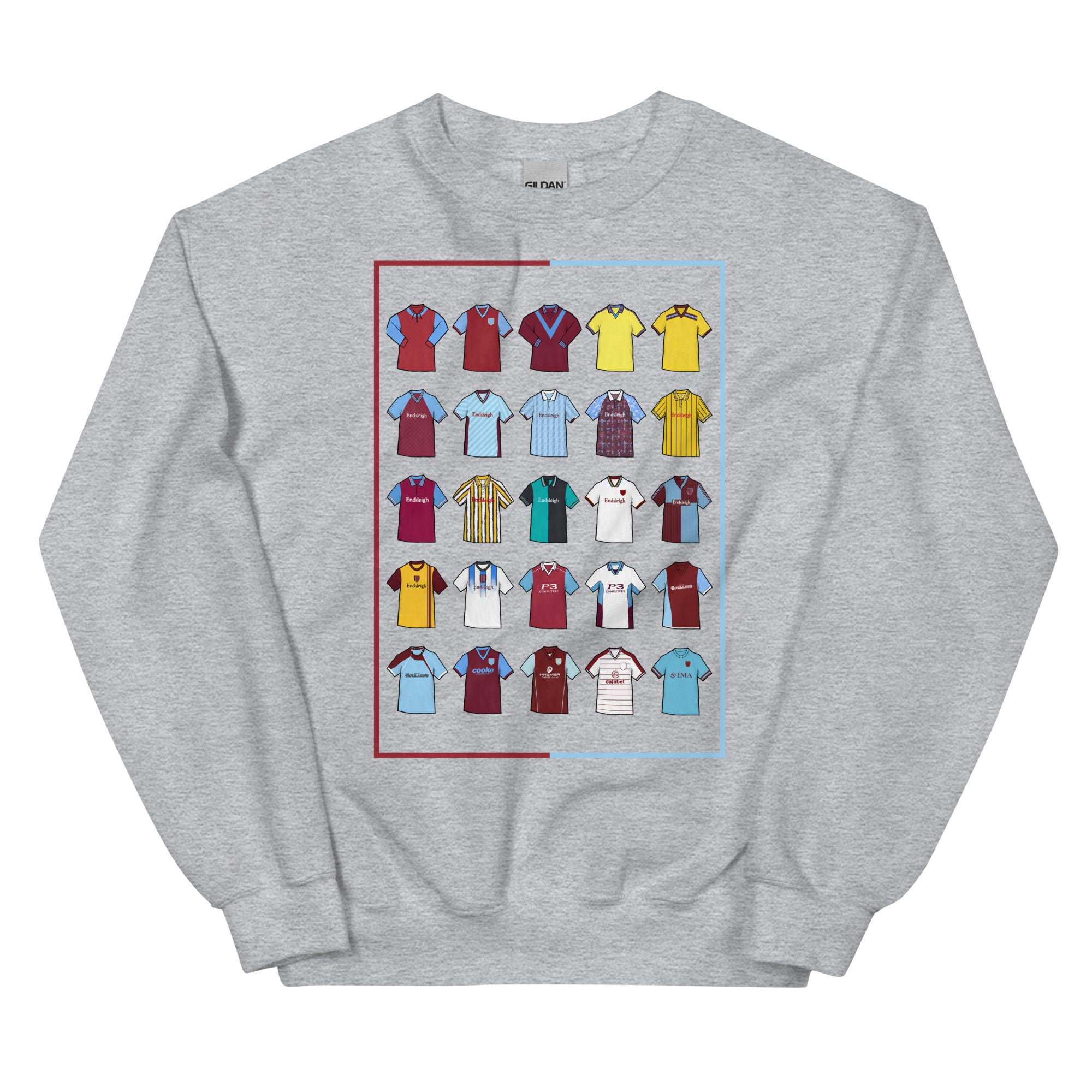 Retro Burnley FC-inspired sweatshirt with a classic fit, soft feel, and durable stitching. Made from a pre-shrunk cotton-polyester blend, it's perfect for Clarets fans who love vintage football style. Features claret and blue design details, ideal for match days, casual wear, or gifting. Celebrate Burnley’s rich history and show your pride in comfort and style.