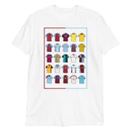 This T-shirt design draws inspiration from Burnley FC’s iconic football shirts, showcasing bold claret and blue elements with a modern twist. Featuring vintage jersey patterns and textured details, it pays tribute to the club’s proud heritage and lasting legacy. A perfect blend of classic football culture and fresh, contemporary style—made for true Clarets fans