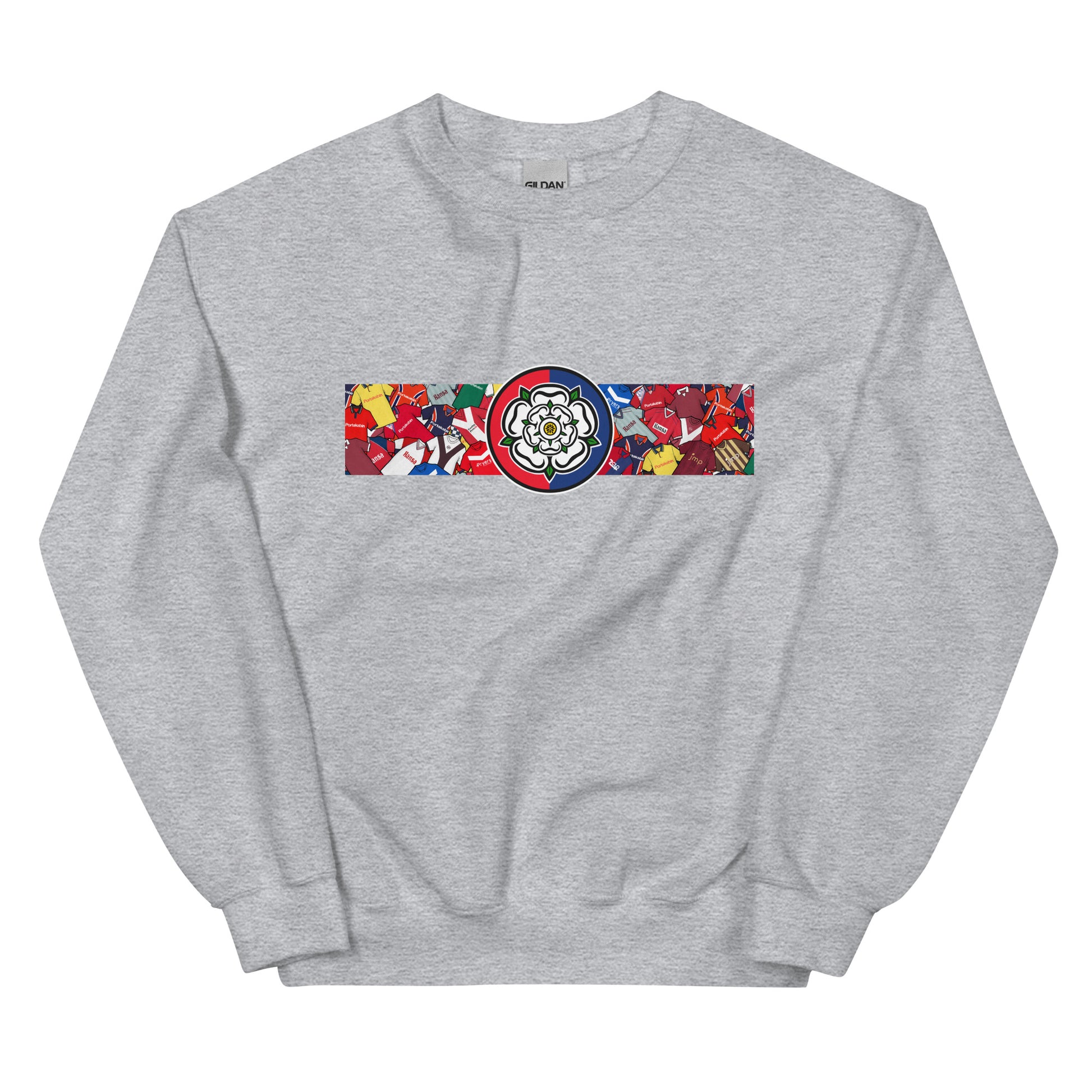 Celebrate your Minstermen pride with this York City FC-inspired retro football sweatshirt, featuring a bold central white rose of Yorkshire design. This unisex pullover blends vintage kit aesthetics with cosy, everyday comfort—perfect for chilly match days at the LNER Community Stadium, pub nights, or laid-back casual wear. The design pays homage to classic York City jerseys while proudly honouring the club’s rich history and Yorkshire roots. A must-have gift or wardrobe essential for loyal supporters 