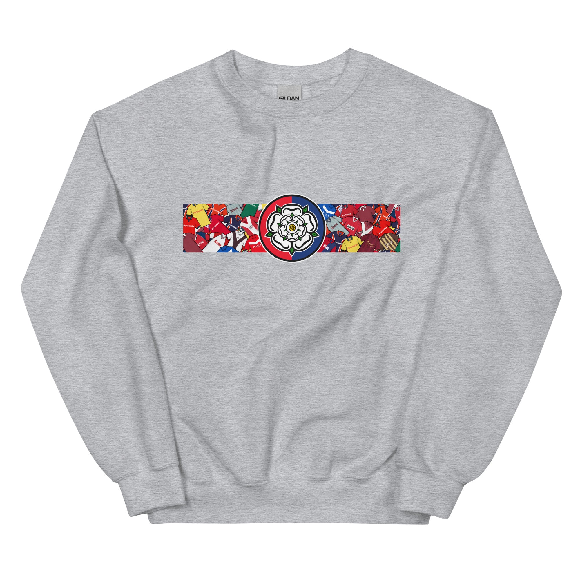 Celebrate your Minstermen pride with this York City FC-inspired retro football sweatshirt, featuring a bold central white rose of Yorkshire design. This unisex pullover blends vintage kit aesthetics with cosy, everyday comfort—perfect for chilly match days at the LNER Community Stadium, pub nights, or laid-back casual wear. The design pays homage to classic York City jerseys while proudly honouring the club’s rich history and Yorkshire roots. A must-have gift or wardrobe essential for loyal supporters 