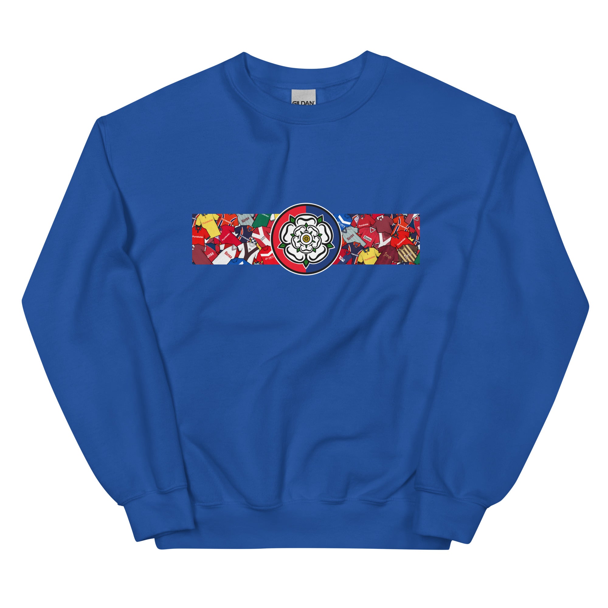 Celebrate your Minstermen pride with this York City FC-inspired retro football sweatshirt, featuring a bold central white rose of Yorkshire design. This unisex pullover blends vintage kit aesthetics with cosy, everyday comfort—perfect for chilly match days at the LNER Community Stadium, pub nights, or laid-back casual wear. The design pays homage to classic York City jerseys while proudly honouring the club’s rich history and Yorkshire roots. A must-have gift or wardrobe essential for loyal supporters 