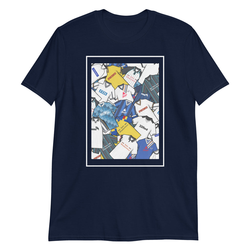 Celebrate your Rams pride with this Derby County FC T-shirt, designed for fans who love classic football style. Featuring a striking mashup collage of Derby County’s iconic football shirts, this retro-style T-shirt showcases the club’s rich history and heritage in one bold design. Perfect for match days, casual wear, or as a Derby County football gift, it combines vintage football culture with modern comfort. A must-have Derby County T-shirt for true supporters who value the club’s legacy and timeless 