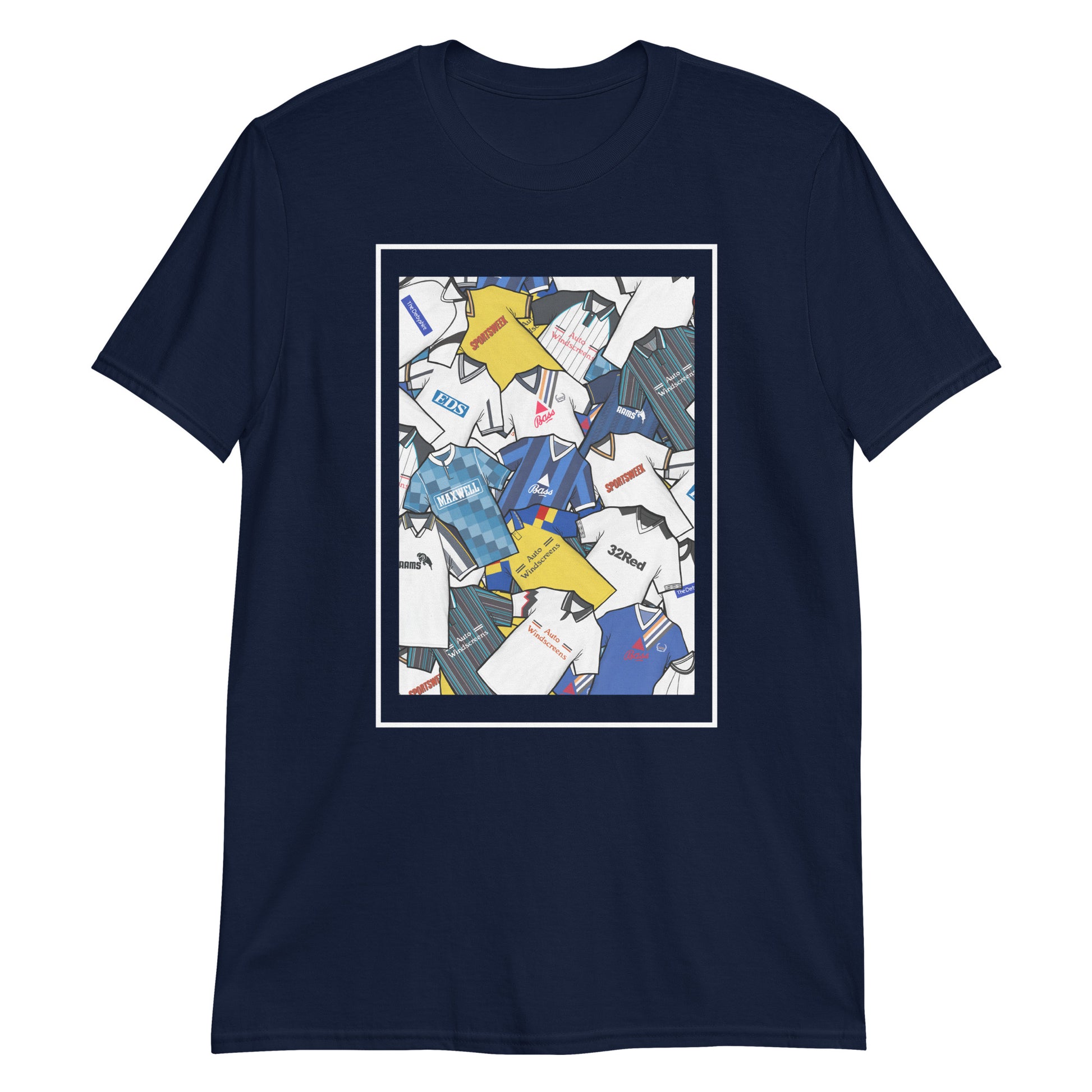 Celebrate your Rams pride with this Derby County FC T-shirt, designed for fans who love classic football style. Featuring a striking mashup collage of Derby County’s iconic football shirts, this retro-style T-shirt showcases the club’s rich history and heritage in one bold design. Perfect for match days, casual wear, or as a Derby County football gift, it combines vintage football culture with modern comfort. A must-have Derby County T-shirt for true supporters who value the club’s legacy and timeless 