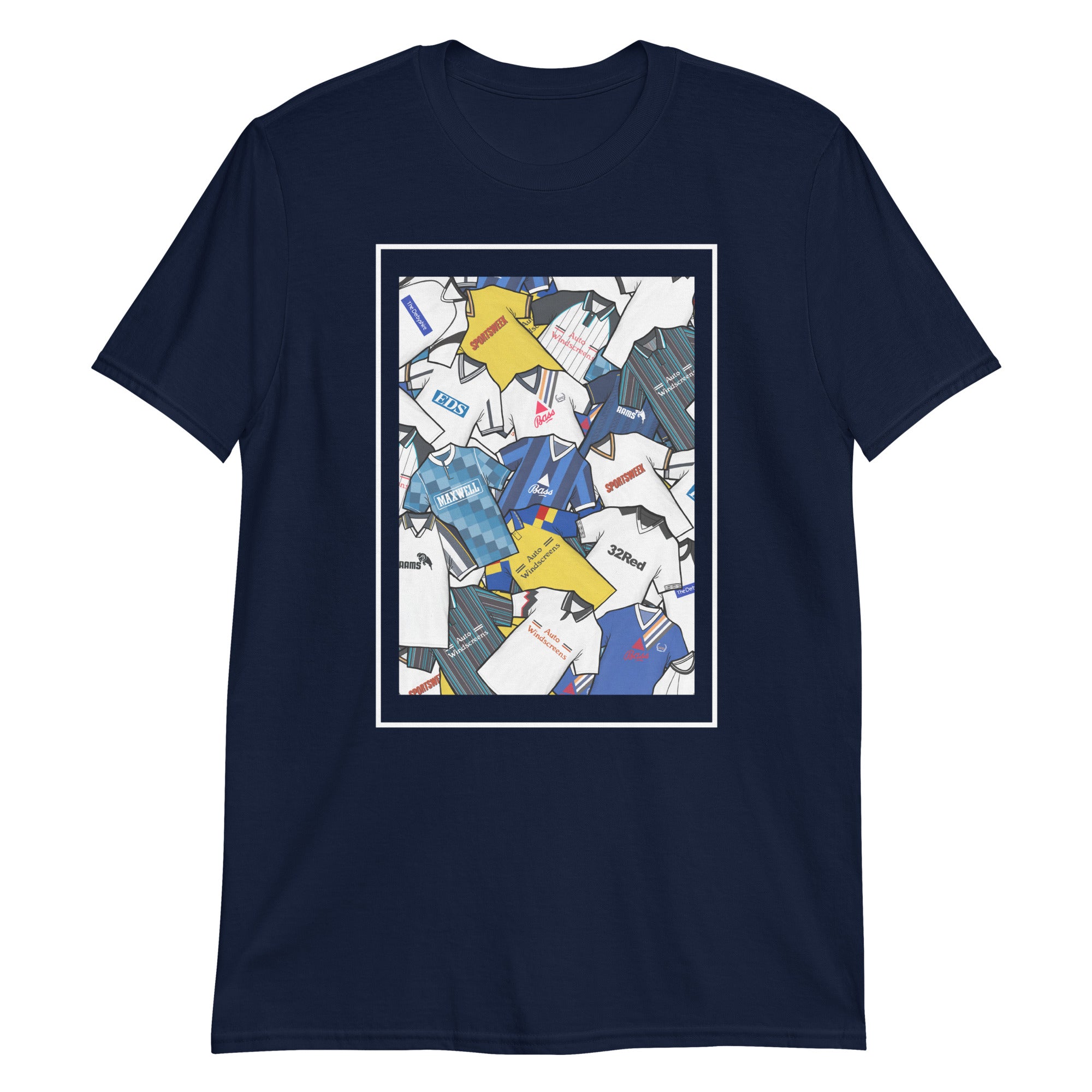 Celebrate your Rams pride with this Derby County FC T-shirt, designed for fans who love classic football style. Featuring a striking mashup collage of Derby County’s iconic football shirts, this retro-style T-shirt showcases the club’s rich history and heritage in one bold design. Perfect for match days, casual wear, or as a Derby County football gift, it combines vintage football culture with modern comfort. A must-have Derby County T-shirt for true supporters who value the club’s legacy and timeless 