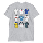 Celebrate your Rams pride with this Derby County FC T-shirt, designed for fans who love classic football style. Featuring detailed artwork showcasing 9 iconic Derby County shirts from the club’s history, this retro-style T-shirt highlights the club’s rich heritage and timeless football culture. Perfect for match days, casual wear, or as a Derby County football gift, it combines vintage-inspired design with modern comfort. A must-have T-shirt for true Derby County fans