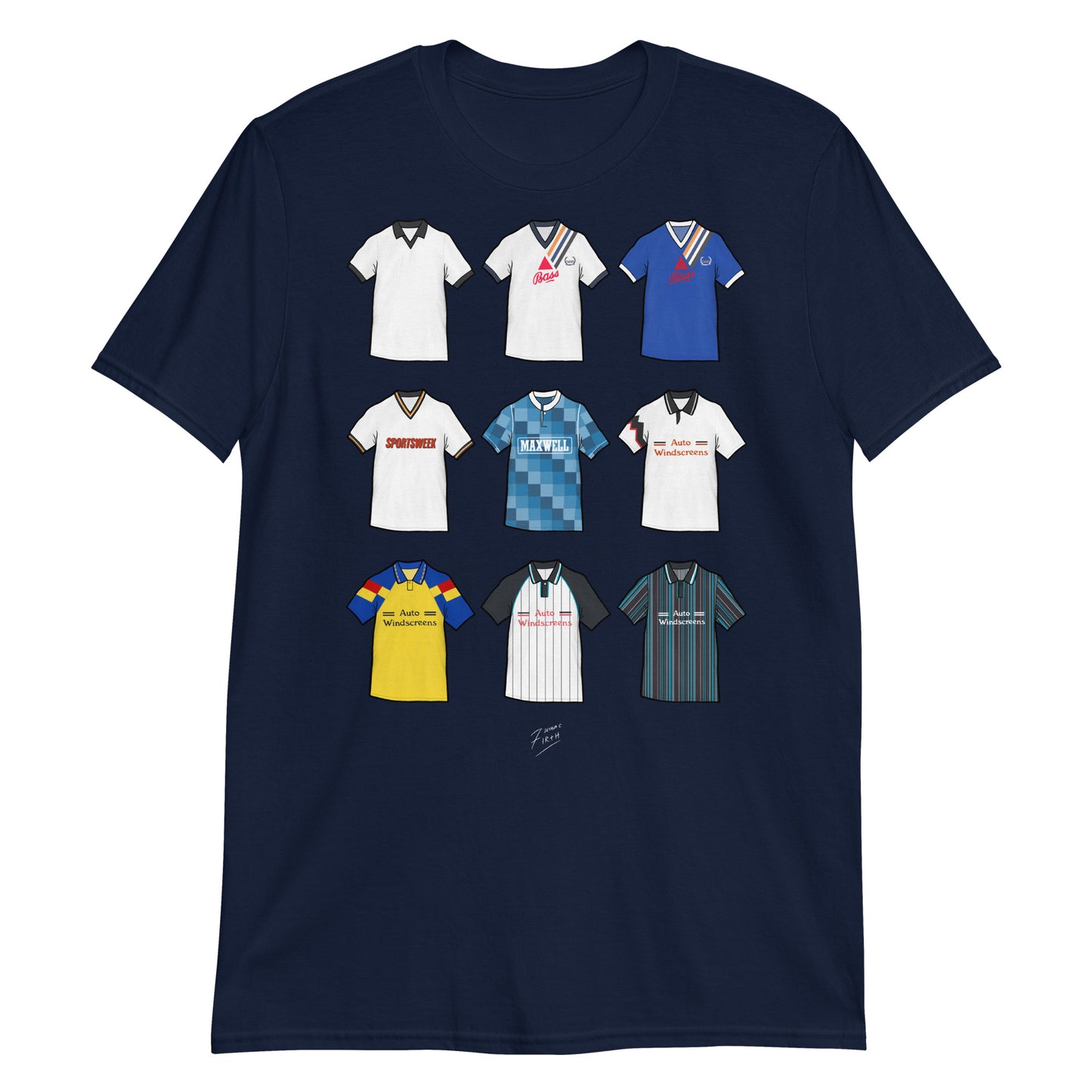 Celebrate your Rams pride with this Derby County FC T-shirt, designed for fans who love classic football style. Featuring detailed artwork showcasing 9 iconic Derby County shirts from the club’s history, this retro-style T-shirt highlights the club’s rich heritage and timeless football culture. Perfect for match days, casual wear, or as a Derby County football gift, it combines vintage-inspired design with modern comfort!