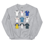 Celebrate your Rams pride with this Derby County FC sweatshirt, designed for fans who love classic football style. Featuring detailed artwork showcasing 9 iconic Derby County shirts from the club’s history, this retro-style sweatshirt highlights the club’s rich heritage and timeless football culture. Perfect for match days, casual wear, or as a Derby County football gift, it combines vintage-inspired design with modern comfort. Grey