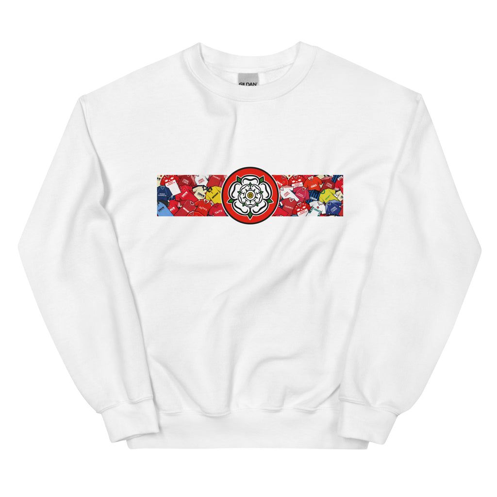 Celebrate your Tykes pride with this Barnsley FC–inspired retro football sweatshirt, featuring a bold central white rose of Yorkshire design. This unisex pullover blends vintage kit aesthetics with cosy, everyday comfort—perfect for chilly match days at Oakwell, pub nights, or laid-back casual wear. The design pays homage to classic Barnsley jerseys while proudly honouring the club’s rich history and Yorkshire roots. A must-have gift or wardrobe essential for loyal supporters