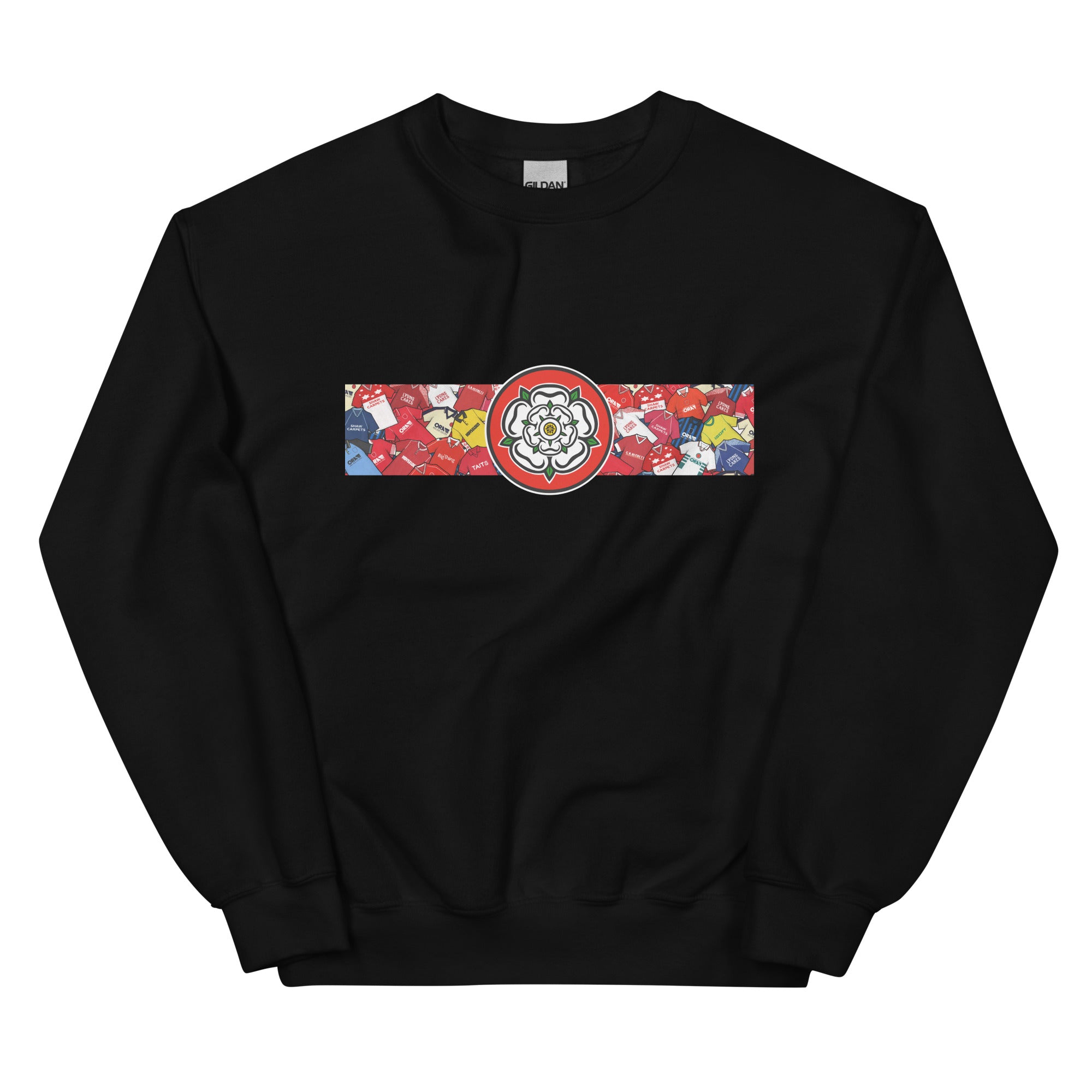 Celebrate your Tykes pride with this Barnsley FC–inspired retro football sweatshirt, featuring a bold central white rose of Yorkshire design. This unisex pullover blends vintage kit aesthetics with cosy, everyday comfort—perfect for chilly match days at Oakwell, pub nights, or laid-back casual wear. The design pays homage to classic Barnsley jerseys while proudly honouring the club’s rich history and Yorkshire roots. A must-have gift or wardrobe essential for loyal supporters