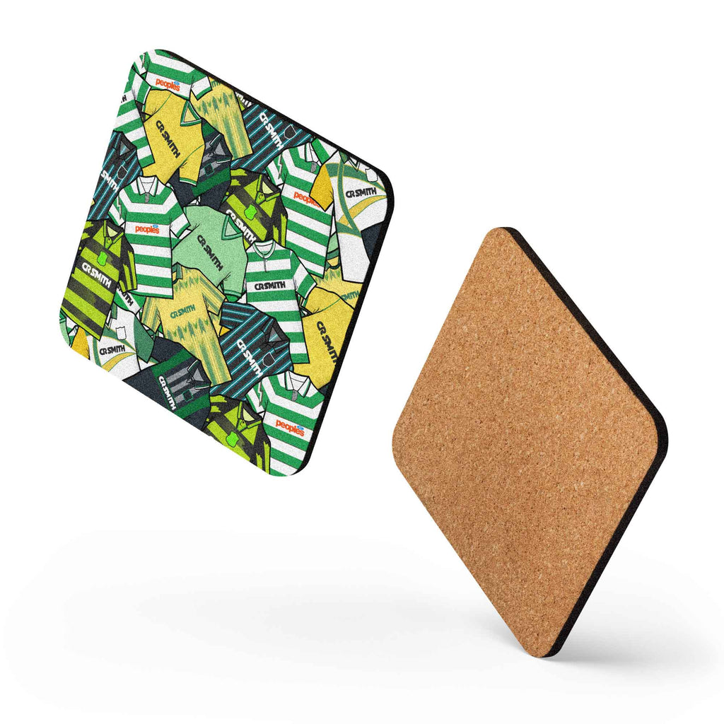 A football coaster inspired by the iconic Glasgow Celtic shirts of the past is a perfect gift for any Hoops fan!