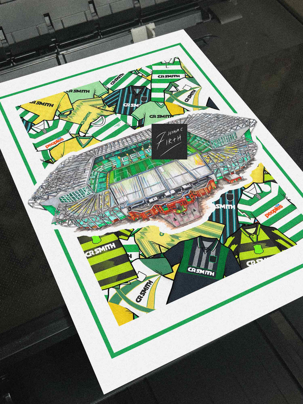 Glasgow Celtic Kit Collage Retro Shirts & Stadium Football Print