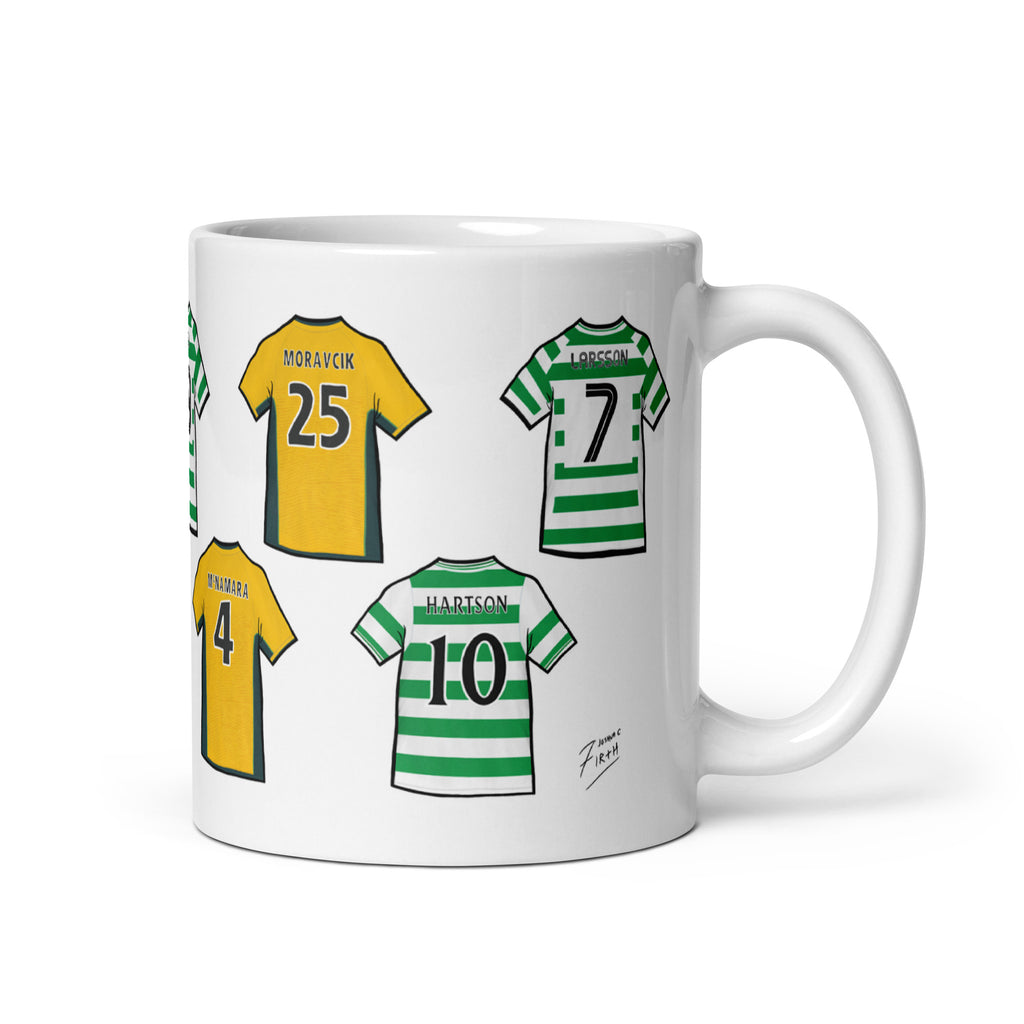 Inspired by the legends of Glasgow Celtic, featuring illustrated jerseys of players such as Jackie McNamara, Lubomir Moracvik, Henrik Larsson & John hartson