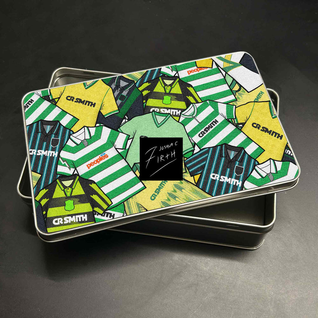 Celtic Inspired Football Retro Shirts Metal Sweets / Biscuit Tin Football Art