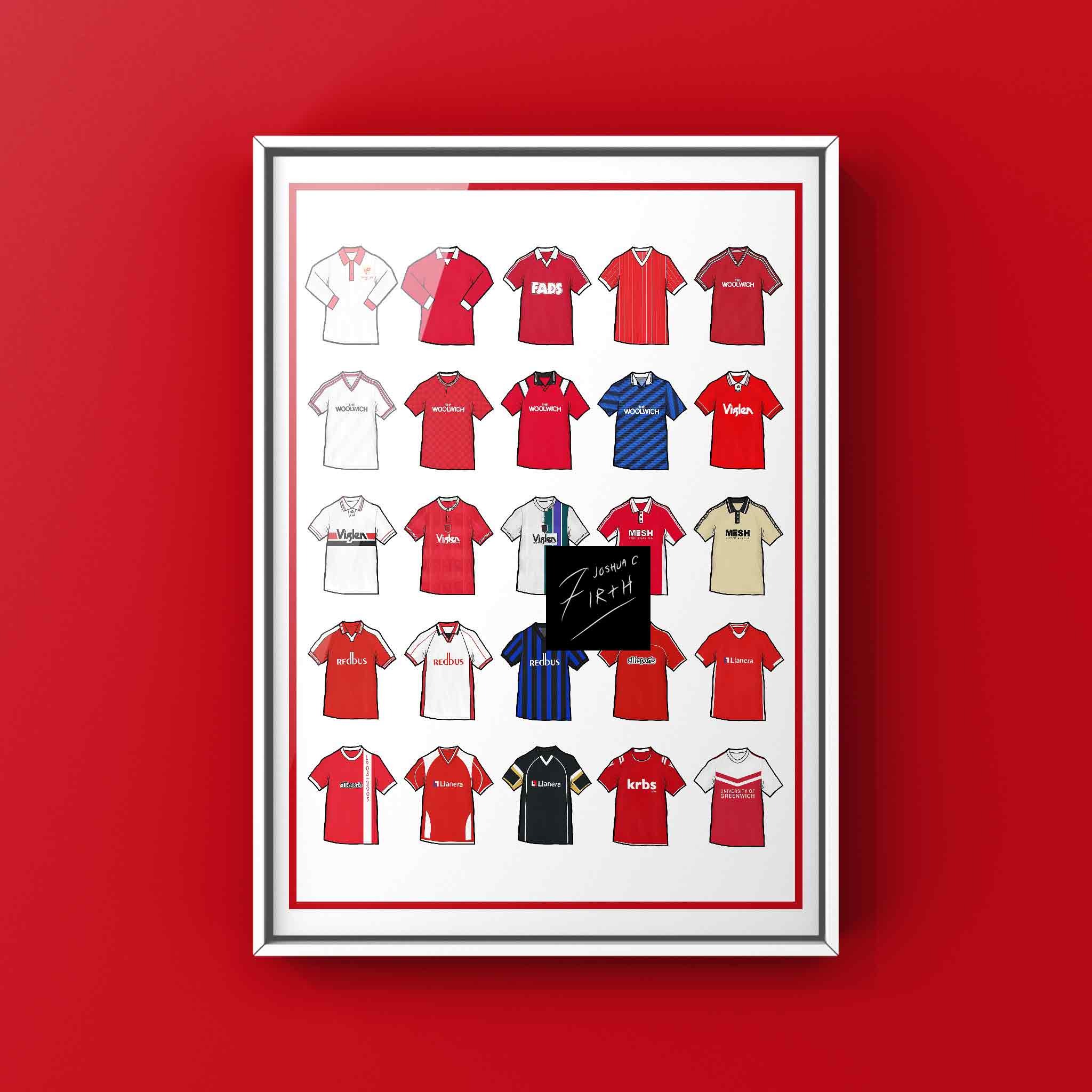 Charlton Athletic Football Retro Shirts Print, Inspired by the Addicks shirts of the past