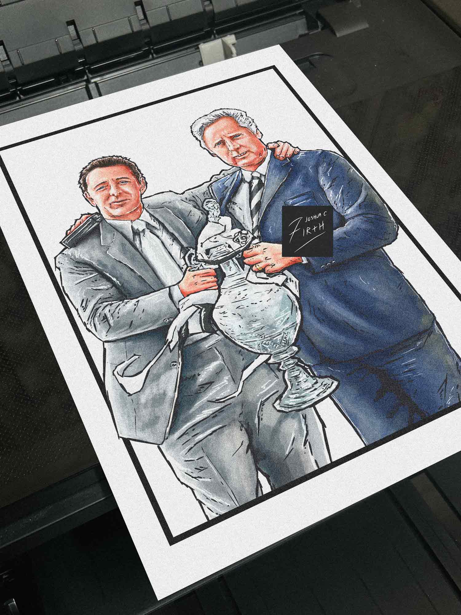 This artwork pays tribute to Derby legends Brian Clough & Peter Taylor who won the first division league title in 1971-72. The rams