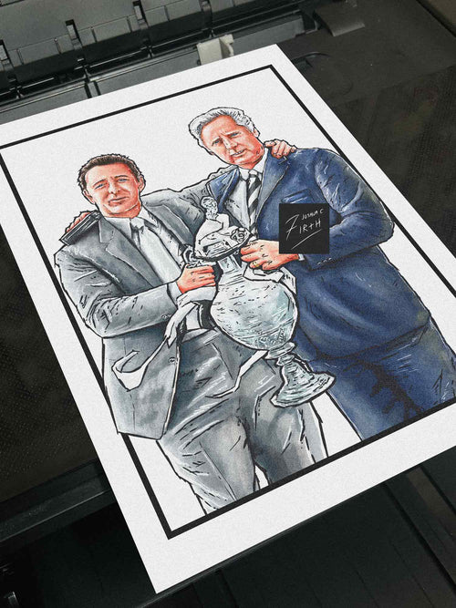 This artwork pays tribute to Derby legends Brian Clough & Peter Taylor who won the first division league title in 1971-72. The rams