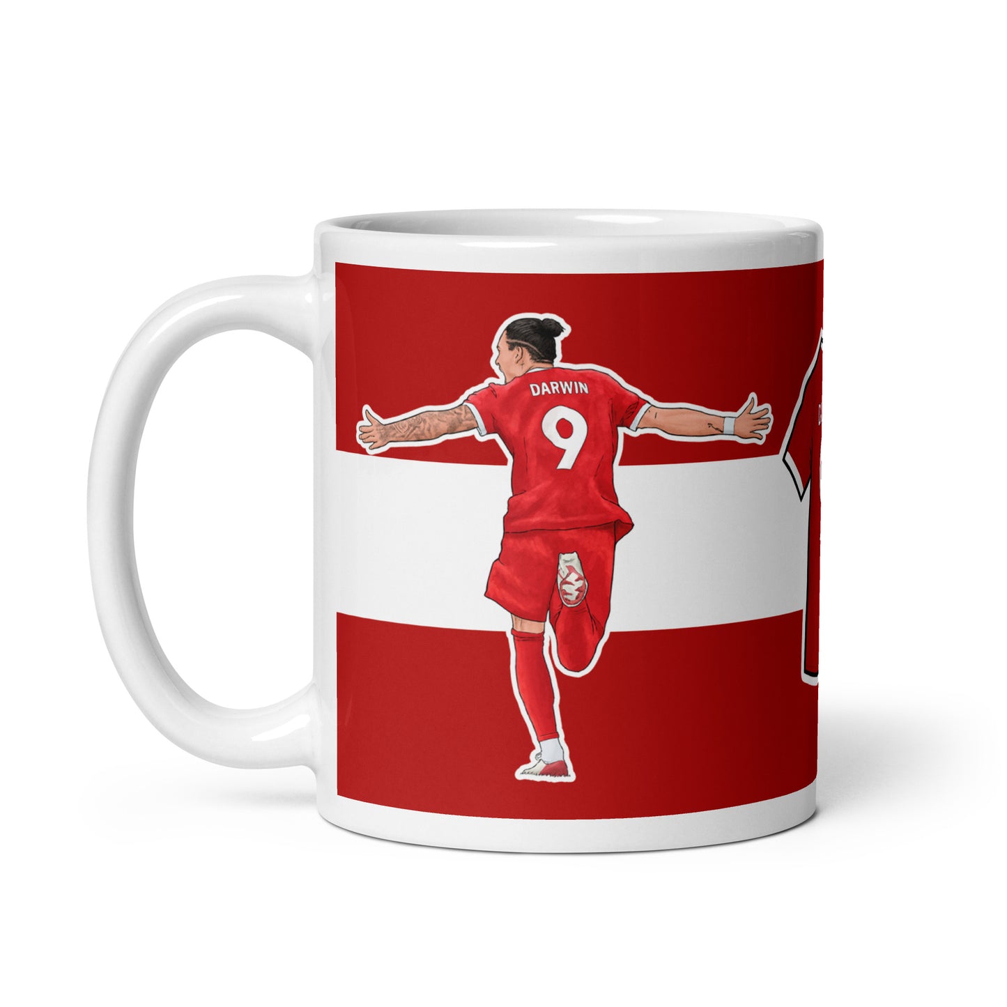 Mug featuring artwork inspired by Liverpool FC player Darwin Nunez