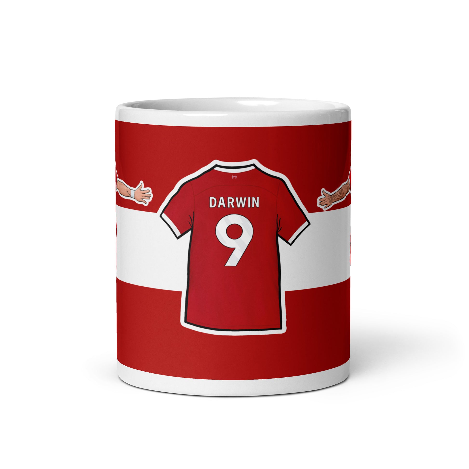 Mug featuring artwork inspired by Liverpool FC player Darwin Nunez