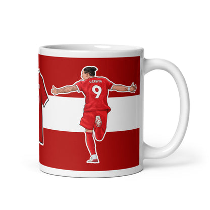 Mug featuring artwork inspired by Liverpool FC player Darwin Nunez