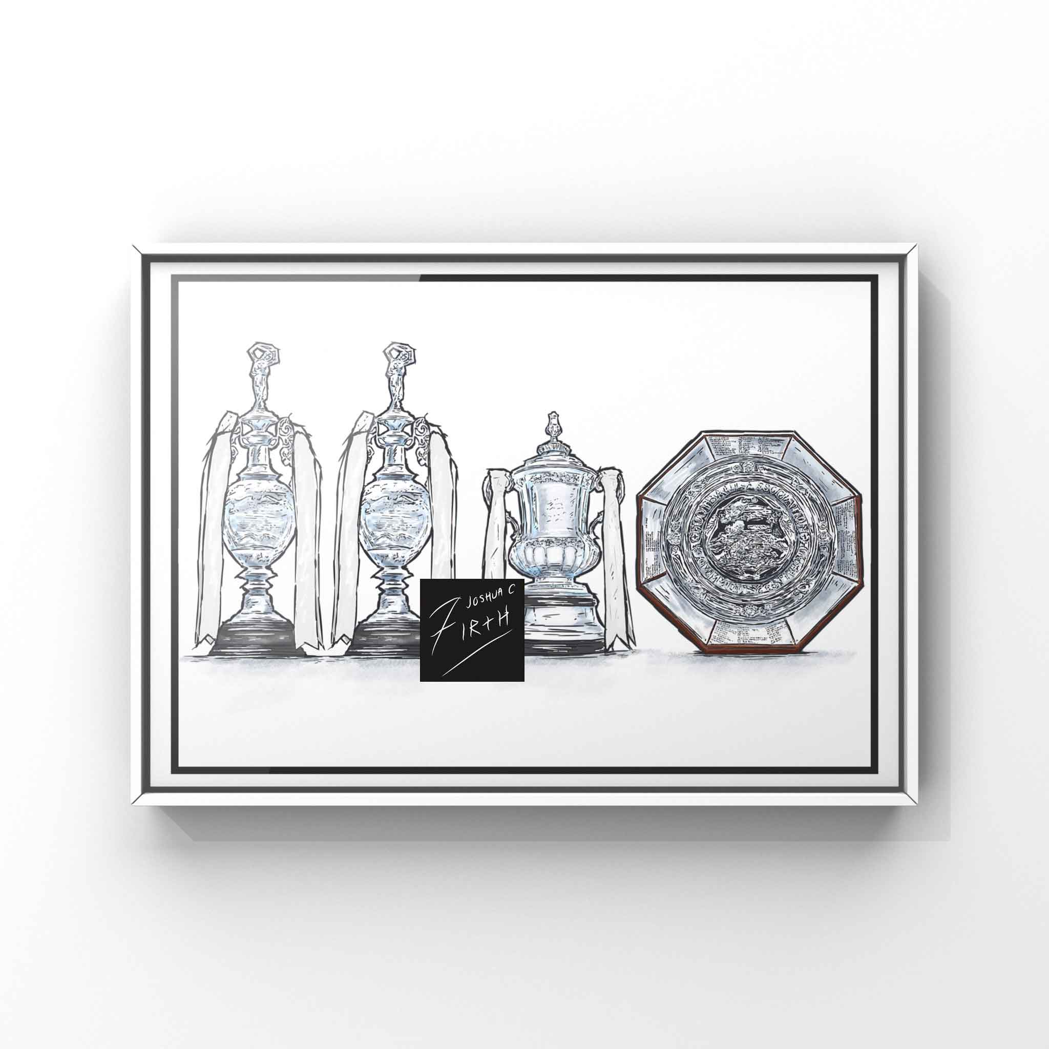 Derby County Inspired Poster Print Which Pays Tribute To All Major Honours They've won in their entire history from first division league titles, FA Cup, and Charity Shield