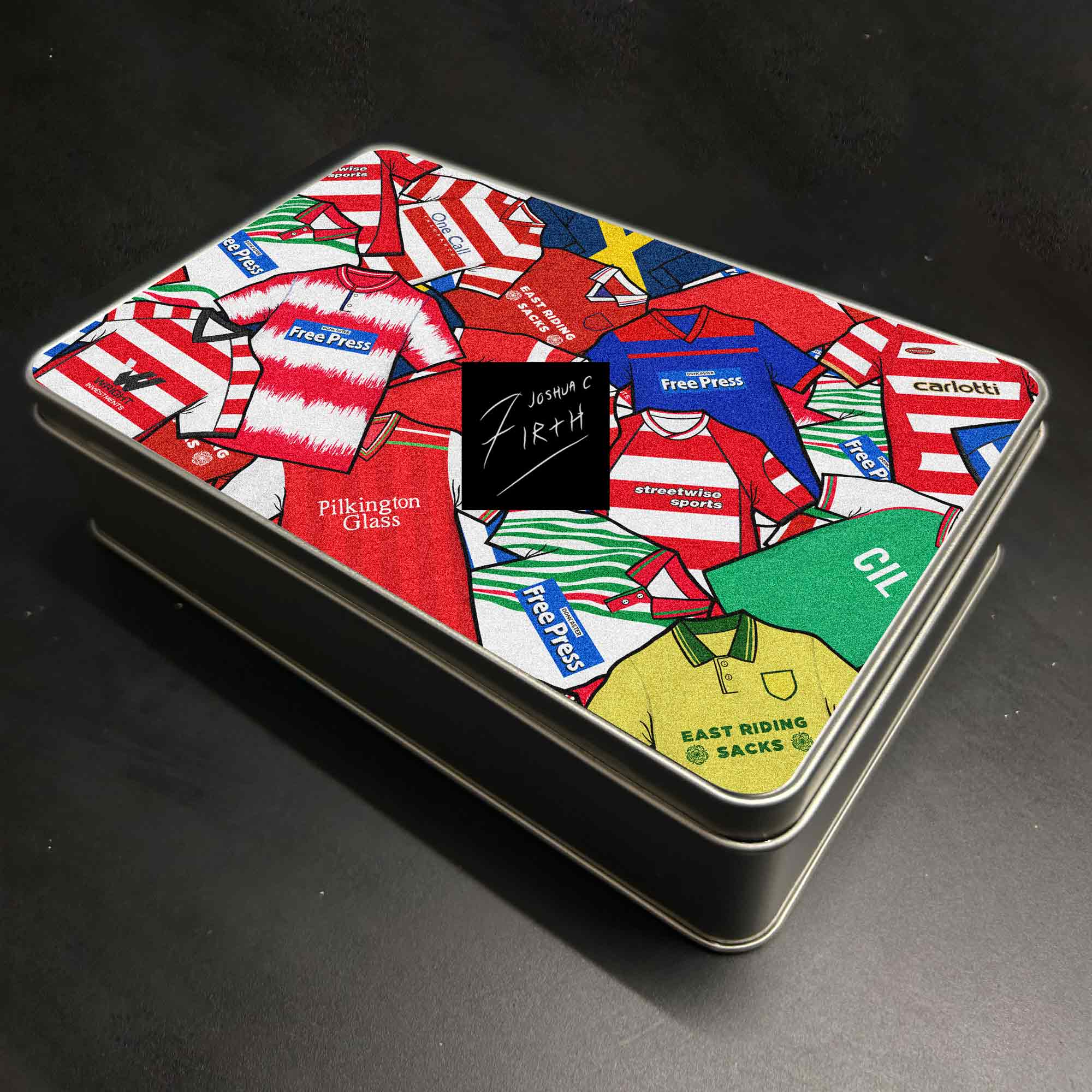 Doncaster Rovers Art Inspired Football Retro Shirts Metal Sweets / Biscuit Tin