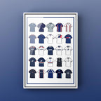 Poster artwork inspired by Dundee FC football shirts. This unofficial design is my own creation, featuring a stylized look with bold dark blue, white, and light blue elements that draw from the club’s iconic kits. The print celebrates Dundee FC’s proud football heritage through a modern, striking aesthetic. Unofficial and fan-made, this piece pays tribute to the Dee with a unique and contemporary interpretation of their classic identity.