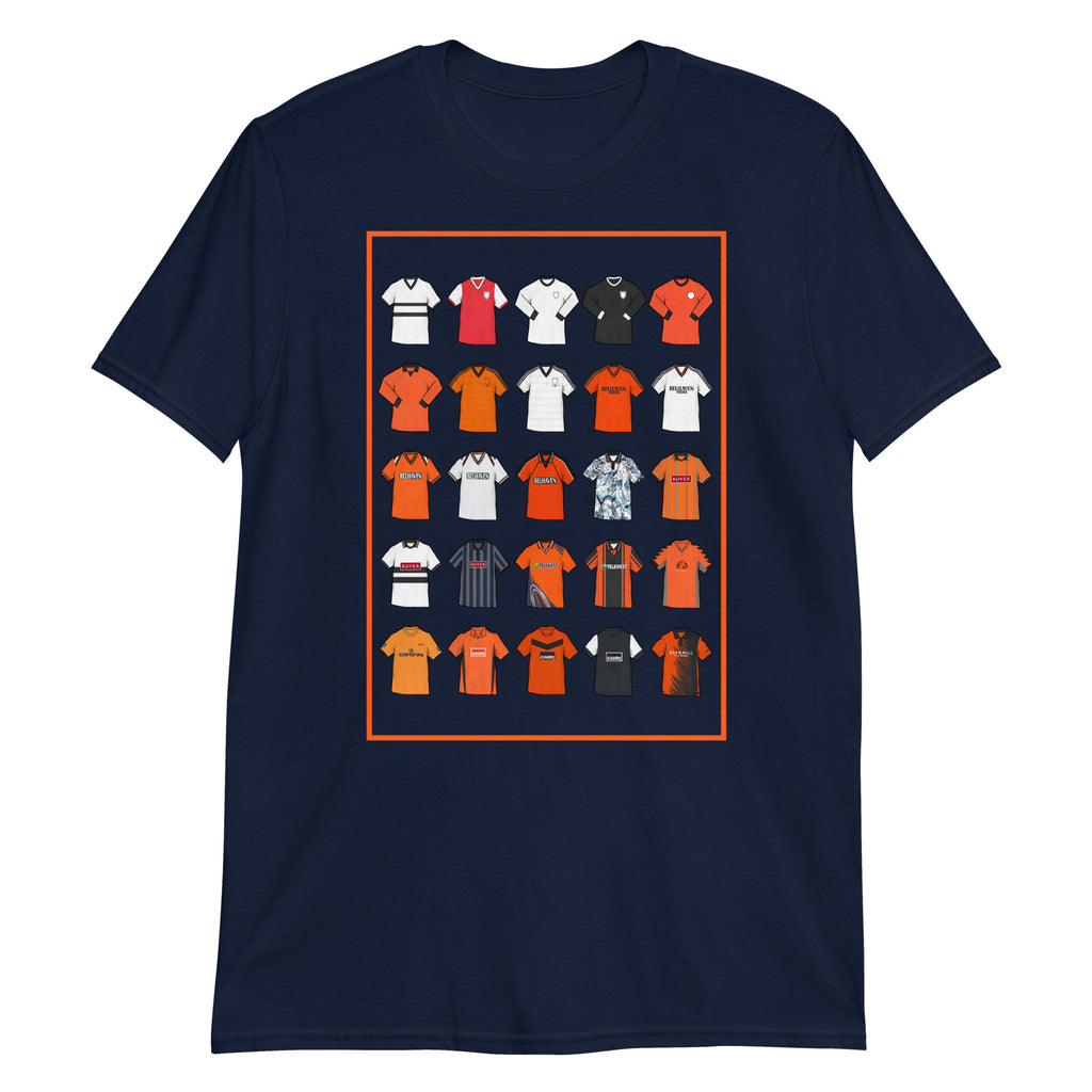 Show your passion for Dundee United FC with this retro T-shirt, inspired by the club’s iconic shirts. Featuring a bold tangerine, black, and white palette and hand-drawn vintage shirt illustrations, this design captures the proud tradition and rich heritage of the Terrors. Crafted for comfort and style, it blends classic football nostalgia with a modern edge — perfect for any Dundee United fan or casual match-day look