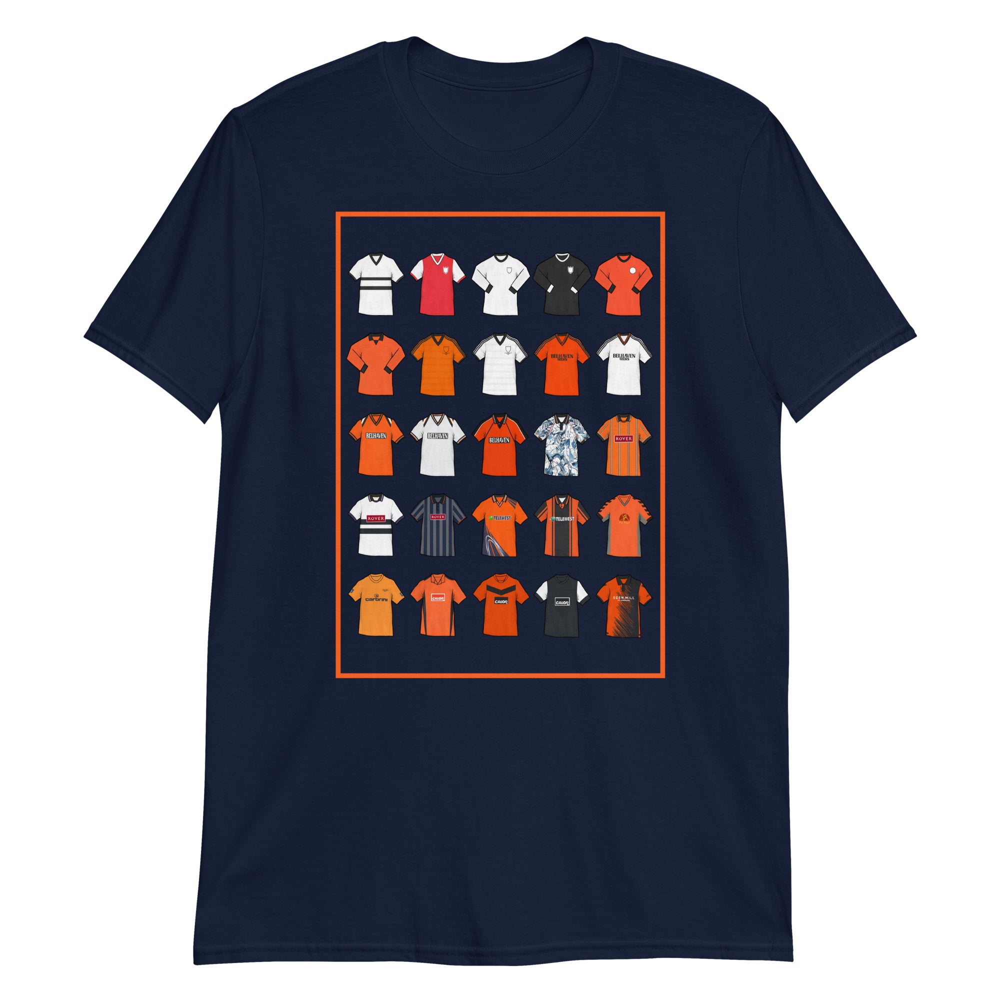 Show your passion for Dundee United FC with this retro T-shirt, inspired by the club’s iconic shirts. Featuring a bold tangerine, black, and white palette and hand-drawn vintage shirt illustrations, this design captures the proud tradition and rich heritage of the Terrors. Crafted for comfort and style, it blends classic football nostalgia with a modern edge — perfect for any Dundee United fan or casual match-day look