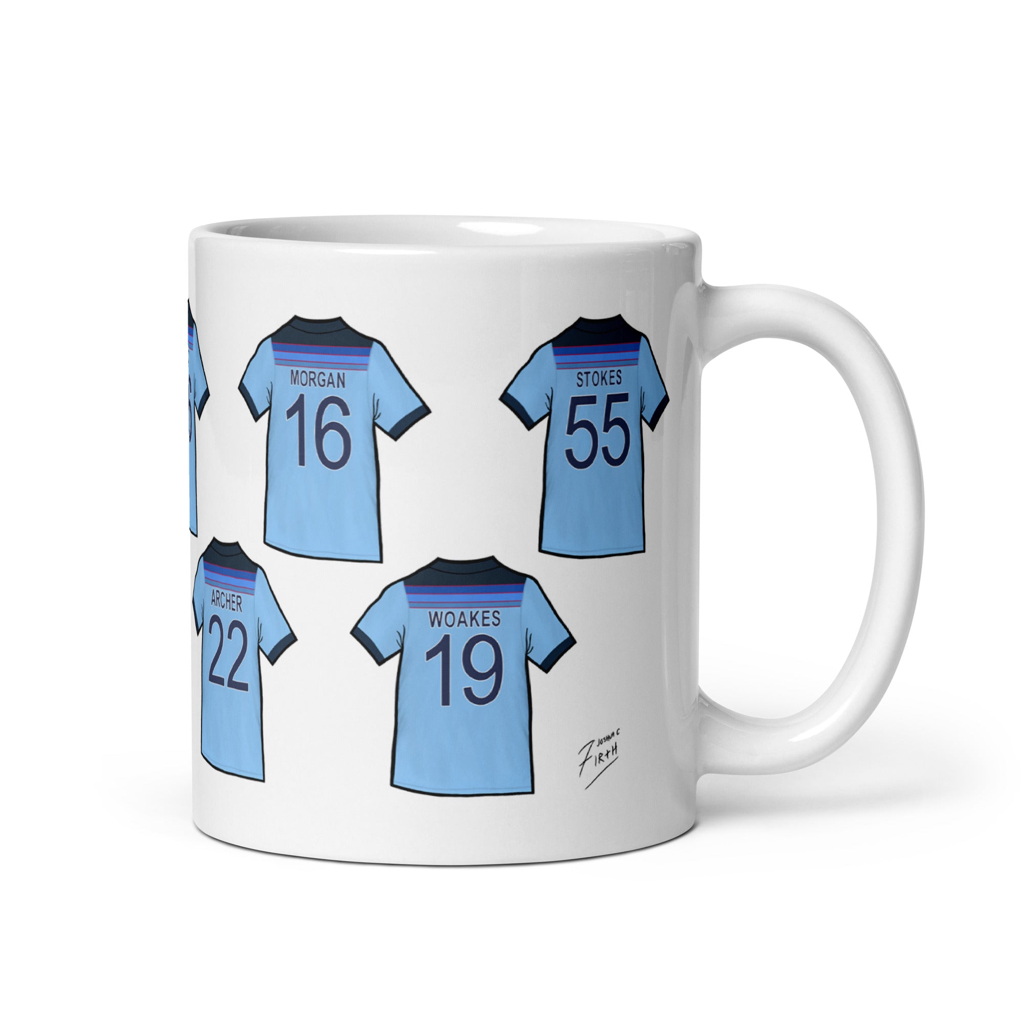 England Cricket Themed Mug inspired by the jerseys of some of the players from World Cup 2019