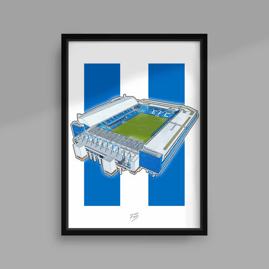 Everton themed poster inspired by the home of the Blues in Merseyside, Goodison Park