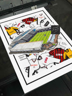 Fulham Kit Collage Retro Shirts & Stadium Football Print