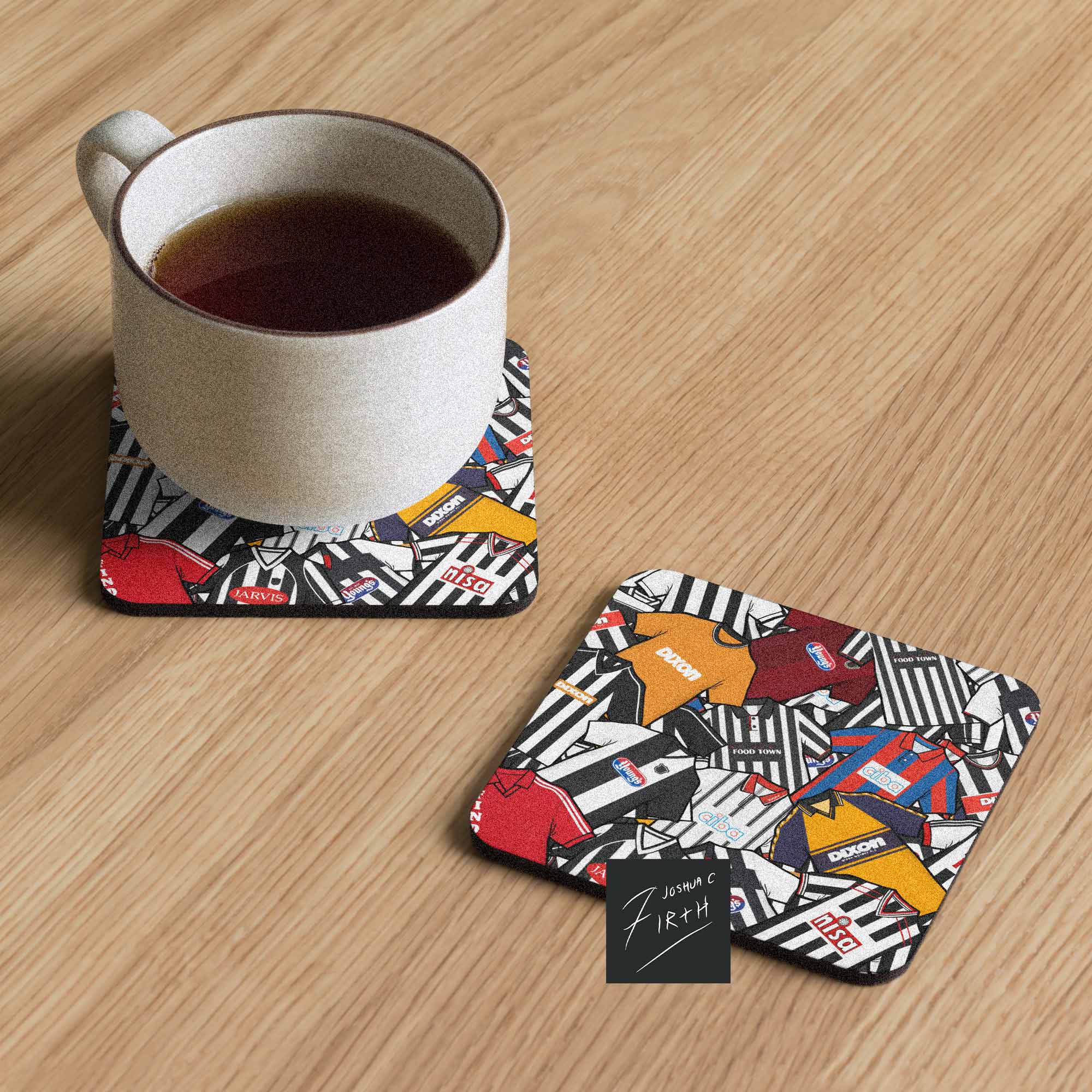 A football coaster inspired by the iconic Grimsby Town shirts of the past is a perfect gift for any Mariners fan!