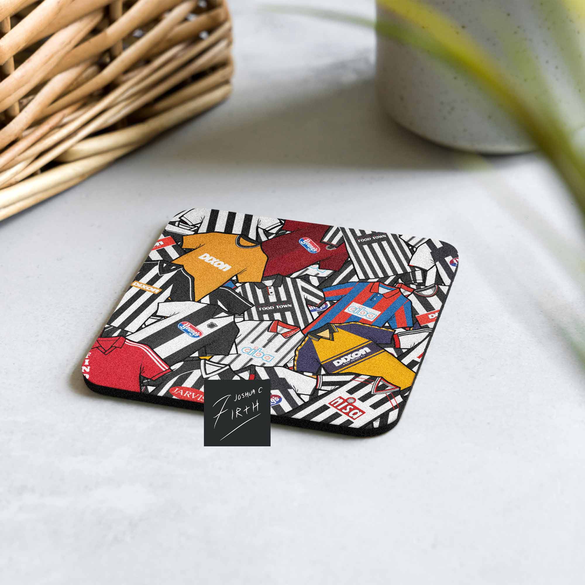 A football coaster inspired by the iconic Grimsby Town shirts of the past is a perfect gift for any Mariners fan!