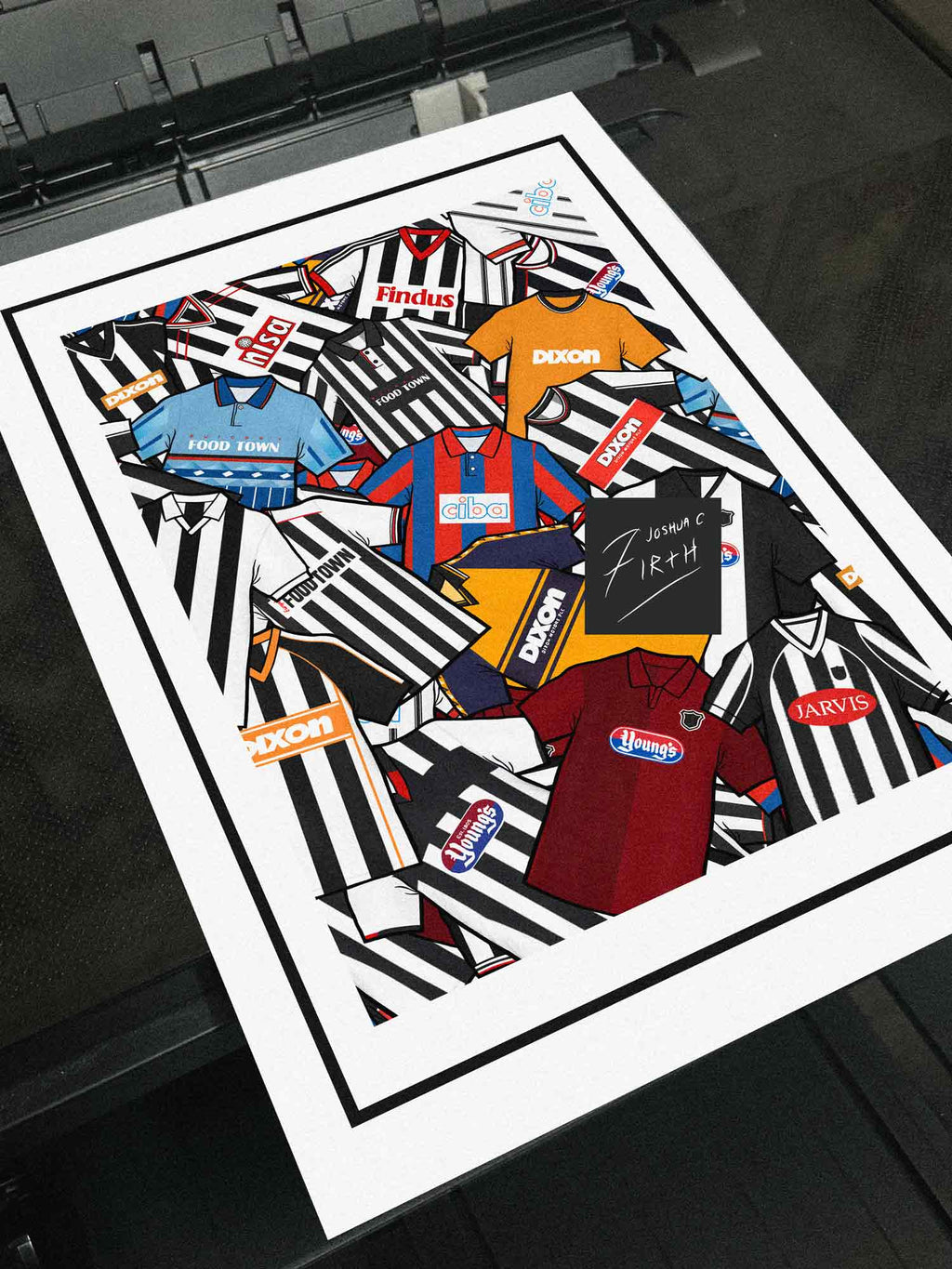 Grimsby Town Football Kit Collage Retro Shirts Football Print