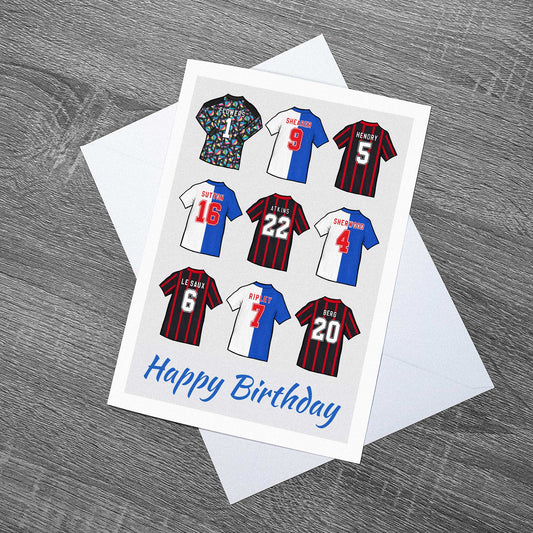 Birthday card inspired by the legendary players to play for Blackburn Rovers