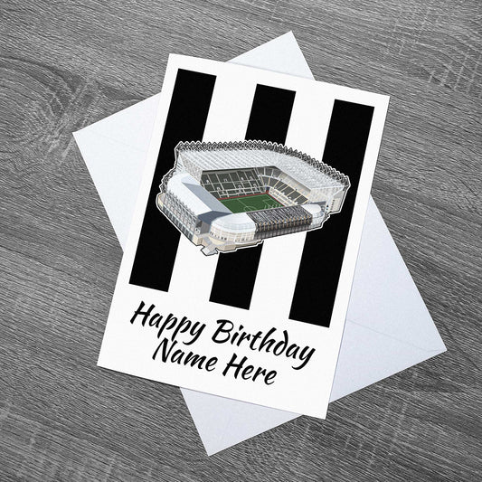 Inspired by the home of Newcastle United Football Club, St James' Park. Birthday card which is customisable