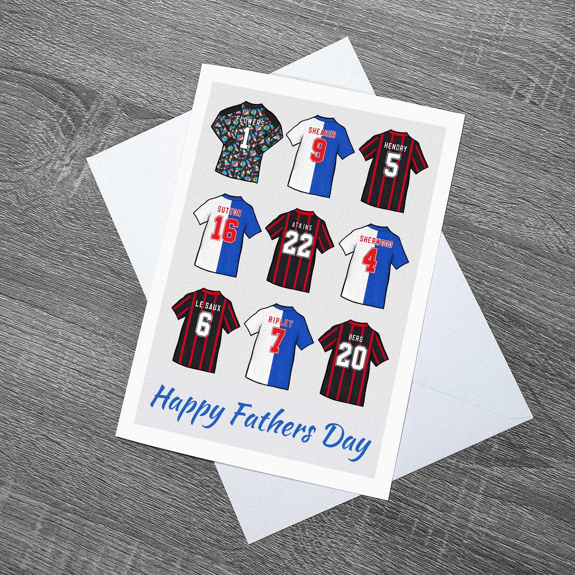 Fathers day card inspired by the legendary players to play for Blackburn Rovers