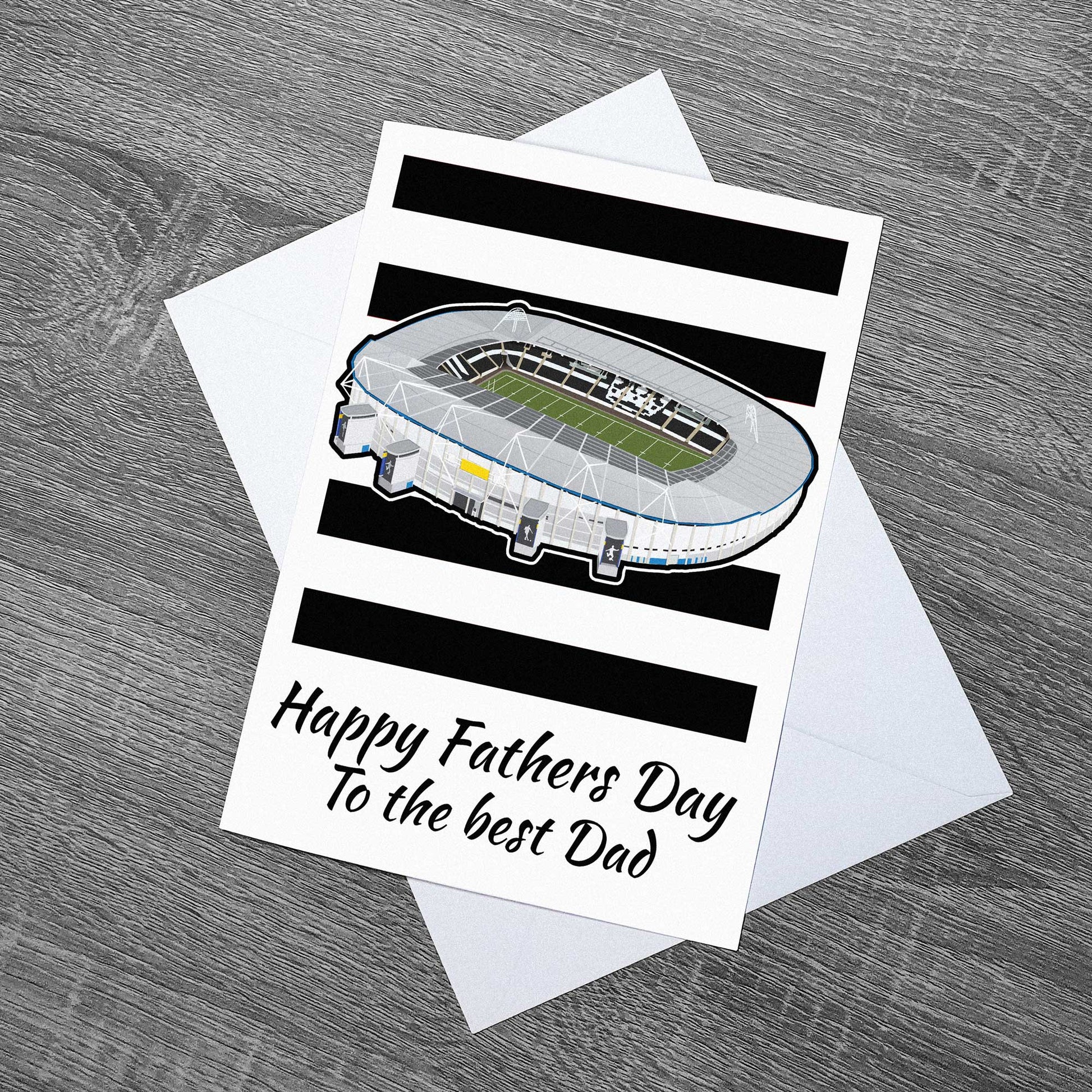 Inspired by the home of Hull FC in East Yorkshire, this is a fathers day card with artwork of the MKM Stadium on it!