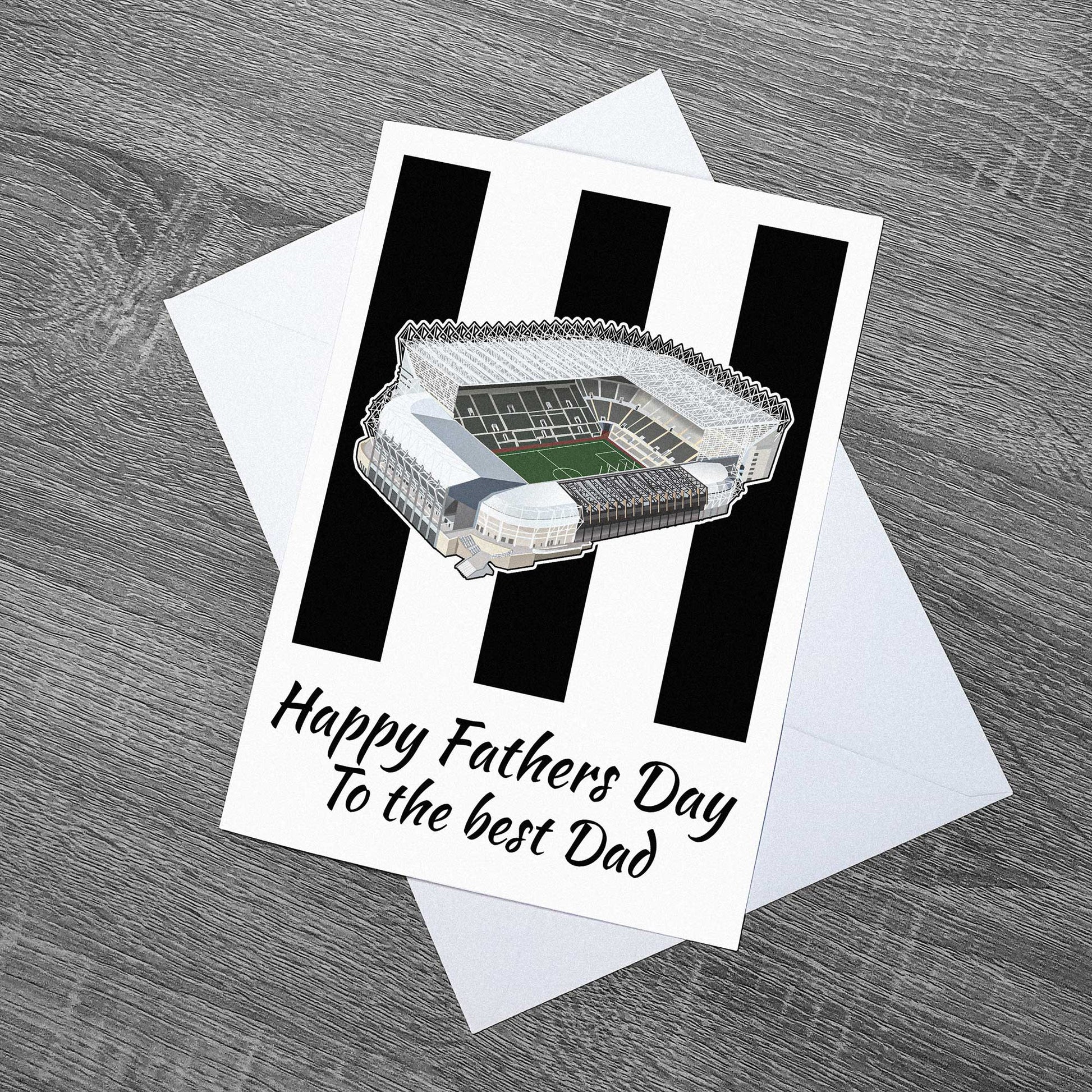 Inspired by the home of Newcastle United Football Club, St James' Park. Fathers day card